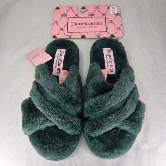 Juicy Couture Shoes - NWT Juicy Couture Women's Jovie Open Toe Slippers - Forest Green